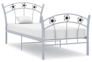 Rama łóżka z motywem piłki nożnej, szara, metalowa, 90x200 cm
