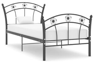 Rama łóżka z motywem piłki nożnej, czarna, metalowa, 90x200 cm