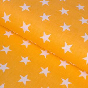 Goldea płótno bawełniane simona - białe gwiazdki na żółto-pomarańczowym - szer. 160cm 160 cm