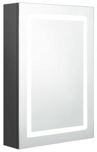 Szafka łazienkowa z lustrem i LED, szara, 50x13x70 cm