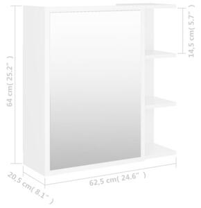 Szafka z lustrem, biała 62,5x20,5x64 cm materiał drewnopochodny