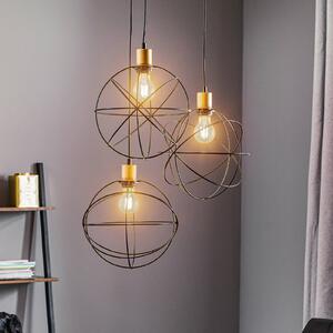 Luminex Lampa żyrandol 3-punktowa okrągła czarna/mosiądz