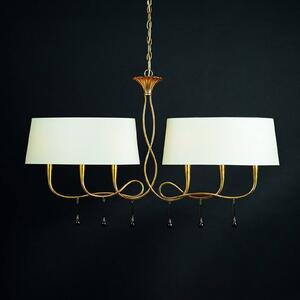 Mantra Iluminación Lampa wisząca Paola 6-punktowa w kolorze złotym i kremowym