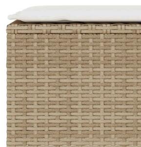 Ławka ogrodowa z poduszką beżowa 110x30x40,5 cm polirattan