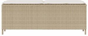 Ławka ogrodowa z poduszką beżowa 110x30x40,5 cm polirattan