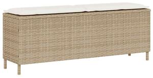 Ławka ogrodowa z poduszką beżowa 110x30x40,5 cm polirattan