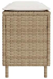 Ławka ogrodowa z poduszką beżowa 110x30x40,5 cm polirattan