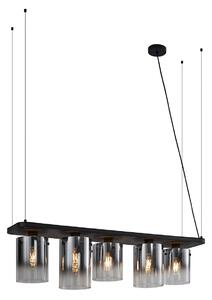 Moderne hanglamp zwart met smoke glas 5-lichts - Hybrid Oswietlenie wewnetrzne