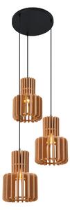 Retro Lampa Wisząca Czarna z Pomarańczowym Wnętrzem 3-punktowa - Felt Oswietlenie wewnetrzne