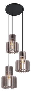 Retro Lampa Wisząca Czarna z Taupe 3-punktowa - Felt Oswietlenie wewnetrzne
