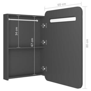 Szafka łazienkowa z lustrem i LED, szara, 60x11x80 cm