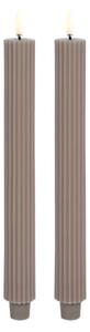 Uyuni Lighting - Świeca Stożkowa LED Grooved 2-pack 3,2x25,5 cm Sandstone/Smooth