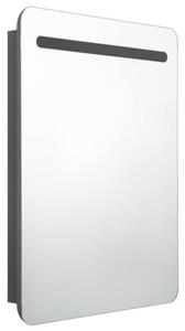Szafka łazienkowa z lustrem i LED, szara, 60x11x80 cm
