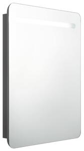 Szafka łazienkowa z lustrem i LED, szara, 60x11x80 cm