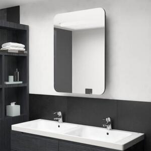 Szafka łazienkowa z lustrem i LED, szara, 60x11x80 cm