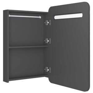 Szafka łazienkowa z lustrem i LED, szara, 60x11x80 cm