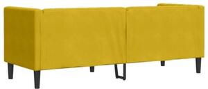 Sofa chesterfield z waÅkami, trzyosobowa, Å¼Ã³Åta, aksamit