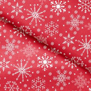 Goldea mocna tkanina bawełniana świąteczna 220 g/m2 - płatki śniegu na czerwonym - szer. 150cm 150 cm