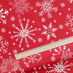 Goldea mocna tkanina bawełniana 220 g/m2 - płatki śniegu na czerwonym - szer. 150cm 150 cm