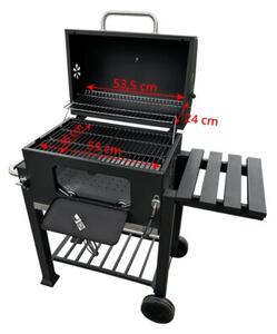 Grill węglowy z żeliwnym rusztem 113,5x50x107 cm ogrodowy XXL z pokrywą