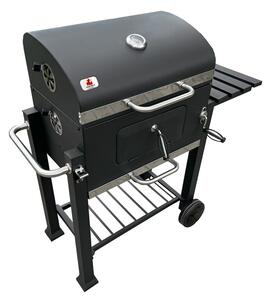 Grill węglowy z żeliwnym rusztem 113,5x50x107 cm ogrodowy XXL z pokrywą