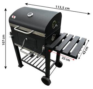 Grill węglowy z żeliwnym rusztem 113,5x50x107 cm ogrodowy XXL z pokrywą
