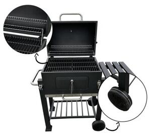 Grill węglowy z żeliwnym rusztem 113,5x50x107 cm ogrodowy XXL z pokrywą