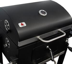 Grill węglowy z żeliwnym rusztem 113,5x50x107 cm ogrodowy XXL z pokrywą