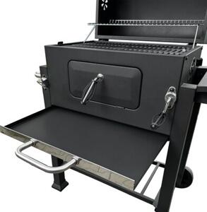 Grill węglowy z żeliwnym rusztem 113,5x50x107 cm ogrodowy XXL z pokrywą