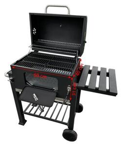 Grill węglowy z żeliwnym rusztem 113,5x50x107 cm ogrodowy XXL z pokrywą