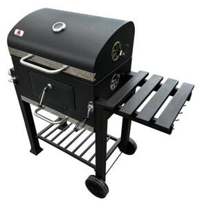Grill węglowy z żeliwnym rusztem 113,5x50x107 cm ogrodowy XXL z pokrywą