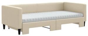 Sofa rozsuwana z materacami, kremowa, 90x200 cm, tkanina