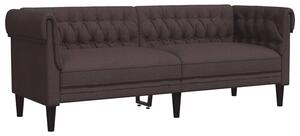 Sofa chesterfield, trzyosobowa, ciemnobrÄ zowa, obita tkaninÄ