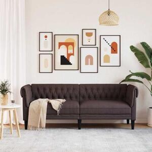 Sofa chesterfield, trzyosobowa, ciemnobrÄ zowa, obita tkaninÄ