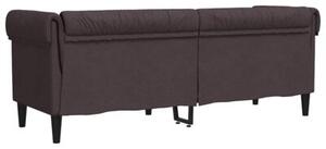 Sofa chesterfield, trzyosobowa, ciemnobrÄ zowa, obita tkaninÄ