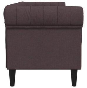 Sofa chesterfield, trzyosobowa, ciemnobrÄ zowa, obita tkaninÄ
