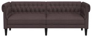 Sofa chesterfield, trzyosobowa, ciemnobrÄ zowa, obita tkaninÄ