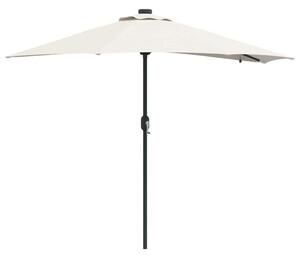 Parasol ogrodowy z lampkami LED, składany, piaskowy, 294 x 150 x 223 cm