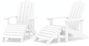 Krzesła ogrodowe adirondack z podnóżkami, 2 szt., hdpe, białe
