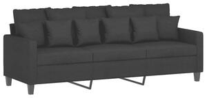 Sofa 3-osobowa, czarna, 180 cm, tapicerowana tkaninÄ
