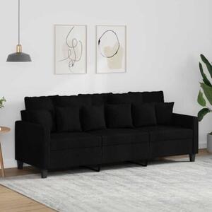 Sofa 3-osobowa, czarna, 180 cm, tapicerowana tkaninÄ