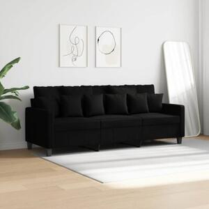 Sofa 3-osobowa, czarna, 180 cm, tapicerowana tkaninÄ