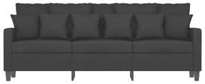 Sofa 3-osobowa, czarna, 180 cm, tapicerowana tkaninÄ
