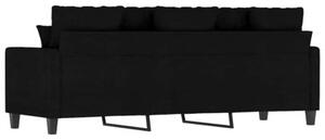 Sofa 3-osobowa, czarna, 180 cm, tapicerowana tkaninÄ