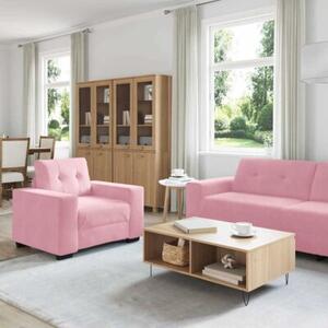 Sofa 3 szt. rÃ³Å¼owy tkanina lniana