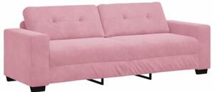 Sofa 3 szt. rÃ³Å¼owy tkanina lniana