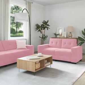 Sofa 3 szt. rÃ³Å¼owy tkanina lniana
