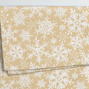 Goldea ścierka kuchenna bawełniana - płatki śniegu na złotym 50 x 70 cm