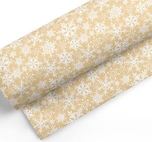 Goldea mocna tkanina bawełniana 220 g/m2 - płatki śniegu na złotym - szer. 150cm 150 cm