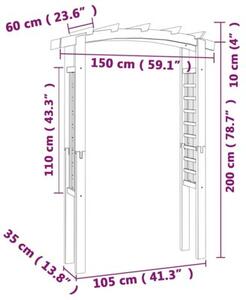 Pergola w kształcie łuku, 150 x 60 x 210 cm, drewno
